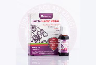 SAMBUGLUCAN DAMLA KARAMURVER MEYVE EKSTRESI, BETAGLUKAN, VITAMIN C, CINKO ICEREN TAKVIYE EDICI GIDA  20 ml şişe