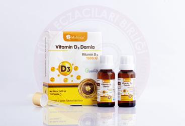 MEDICAGO VITAMIN D3 DAMLA VITAMIN D ICEREN TAKVIYE EDICI GIDA 1000 IU 2x20 ml şişe