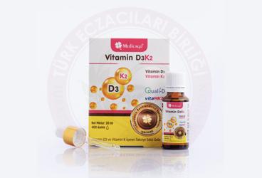 MEDICAGO VITAMIN D3K2 DAMLA VITAMIN D3, VITAMIN K2 ICEREN TAKVIYE EDICI GIDA  20 ml şişe
