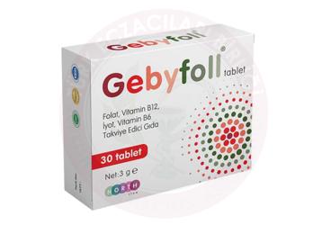 GEBYFOLL FOLAT, VITAMIN B12, IYOT, VITAMIN B6 ICEREN TABLET  30 tablet