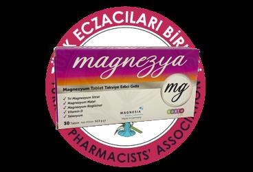 MAGNEZYA MAGNEZYUM TABLET TRI MAGNEZYUM SITRAT, MAGNEZYUM MALAT, MAGNEZYUM BISGLISINAT, VITAMIN D, SELENYUM ICEREN TAKVIYE EDICI GIDA  30 tablet