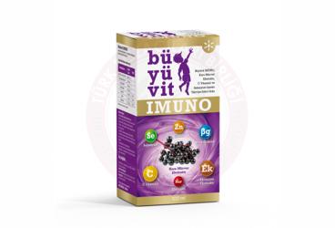 BUYUVIT IMUNO KARA MURVER EKSTRAKTI, C VITAMINI VE SELENYUM ICEREN TAKVIYE EDICI GIDA  100 ml şişe