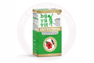 BUYUVIT INFECTUM BAMYA CICEGI EKSTRAKTI VE DAMAROTU EKSTRAKTI ICEREN TAKVIYE EDICI GIDA  100 ml şişe