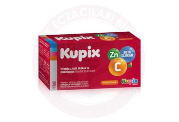 KUPIX VITAMIN C, BETA GLUKAN VE CINKO ICEREN PORTAKAL AROMALI TAKVIYE EDICI GIDA  30 saşe