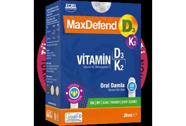 MAXDEFEND D3K2 VITAMIN D3, VITAMIN K2 (MENAQUINON-7) ICEREN TAKVIYE EDICI GIDA  20 ml şişe