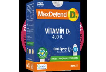 MAXDEFEND D3 VITAMIN D3 ICEREN TAKVIYE EDICI GIDA 400 IU 20 ml şişe