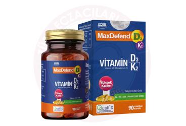 MAXDEFEND D3K2 VITAMIN D3, VITAMIN K2 (MENAQUINON-7) ICEREN TAKVIYE EDICI GIDA  90 kapsül