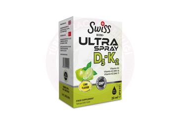SWISS BORK ULTRA SPRAY D3-K2 VITAMIN D3, VITAMIN K2 (MK-4), VITAMIN K2 (MK-7) ICEREN TAKVIYE EDICI GIDA  20 ml şişe