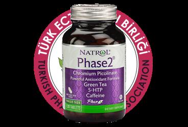 NATROL PHASE2 CHROMIUM PICOLINATE POWERFUL ANTIOXIDANT FORMULA GREEN TEA, 5-HTP, CAFFEINE ICEREN TAKVIYE EDICI GIDA  120 tablet