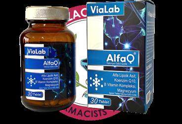 VIALAB ALFAQ ALFA LIPOIK ASIT, KOENZIM Q10, B VITAMIN KOMPLEKSI, MAGNEZYUM ICEREN TABLET TAKVIYE EDICI GIDA  30 tablet