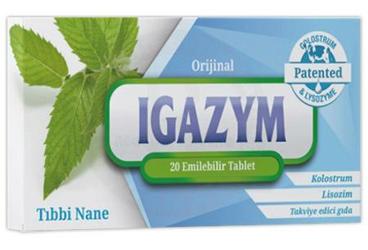 IGAZYM TIBBI NANE AROMALI KOLOSTRUM VE LISOZIM ICEREN TAKVIYE EDICI GIDA  20 tablet