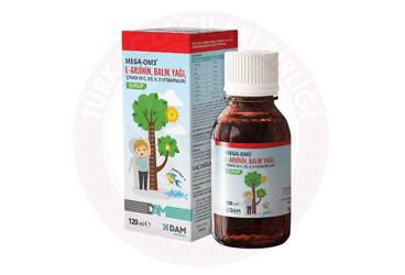 MEGA-OM3 L-ARJININ, BALIK YAGI, CINKO VE C, D3, K, E VITAMINLERI ICEREN SURUP  120 ml şişe