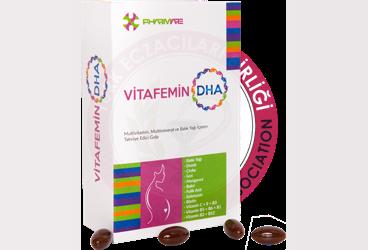 VITAFEMIN DHA MULTIVITAMIN, MULTIMINERAL VE BALIK YAGI ICEREN TAKVIYE EDICI GIDA  30 kapsül
