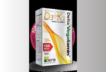 DELTA VEGATAMIN D3+K2 SPREY VE DAMLA 120 doz 20 ml şişe