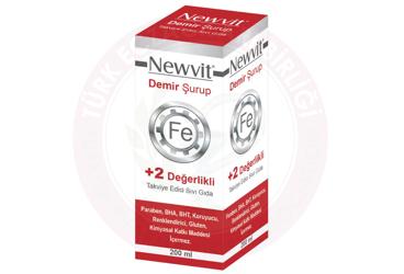 NEWVIT DEMIR SURUP FE+2 DEGERLIKLI TAKVIYE EDICI GIDA  200 ml şişe