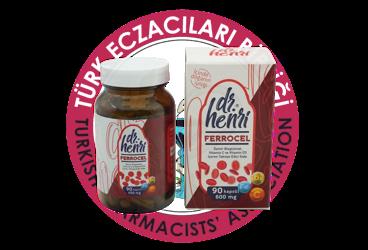 DR HENRI FERROCEL DEMIR BISGLISINAT, VITAMIN C VE VITAMIN D3 ICEREN TAKVIYE EDICI GIDA KAPSUL  30 kapsül