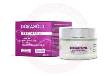 DORAGOLD RESTORATIVE COLLAGEN, HYALURONIC ACID, VITAMIN C, RESVERATROL GLUTATHIONE YASLANMA KARSITI KREM  45 ml şişe