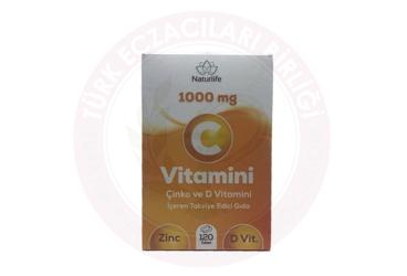 NATURLIFE C VITAMINI, CINKO VE D VITAMINI ICEREN TAKVIYE EDICI GIDA TABLET  120 tablet