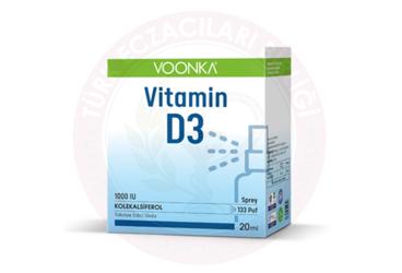 VOONKA VITAMIN D3 (KOLEKALSIFEROL) ICEREN TAKVIYE EDICI GIDA 1000 IU 20 ml şişe