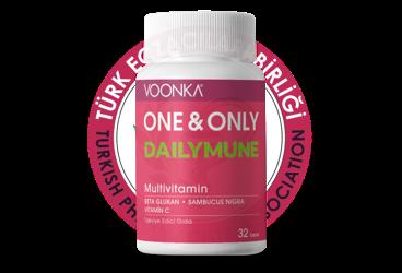 VOONKA ONE & ONLY DAILYMUNE MULTIVITAMIN BETA GLUKAN, SAMBUCUS NIGRA (KARA MURVER), VITAMIN C ICEREN TAKVIYE EDICI GIDA  32 tablet