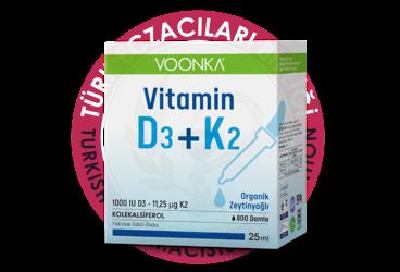 VOONKA VITAMIN D3+K2 ORGANIC DROPS KOLEKALSIFEROL VE MENAKUINON-7 ICEREN TAKVIYE EDICI GIDA  25 ml şişe