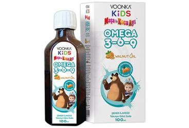 VOONKA KIDS MASA ILE KOCA AYI OMEGA 3-6-9 WALLNUT OIL TAKVIYE EDICI GIDA  100 ml şişe