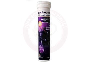 SAMBUGEM PLUS EFERVESAN TABLET KARA MURVER EKSTRESI, VITAMIN C, BETA GLUKAN, CINKO ICEREN TAKVIYE EDICI GIDA  20 tablet