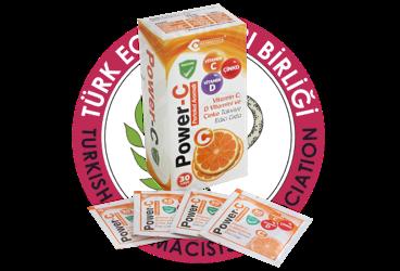 POWER-C SASE VITAMIN C, D VITAMINI VE CINKO ICEREN PORTAKAL AROMALI TAKVIYE EDICI GIDA  30 saşe