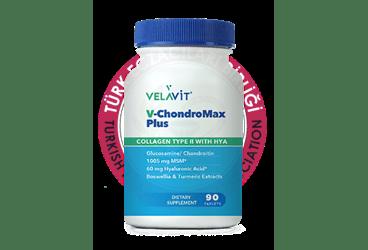 VELAVIT V-CHONDROMAX PLUS GLUKOZAMIN, KOLLAJEN, HYALURONIK ASIT VE BITKI EKSTRELI TAKVIYE EDICI GIDA  90 tablet