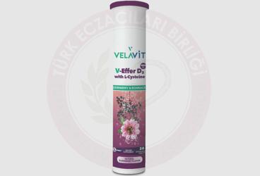 VELAVIT V-EFFER D3 WITH L-CYSTEINE D3 VITAMINLI, L-SISTEIN VE KARA MURVER ICEREN TAKVIYE EDICI GIDA  20 tablet