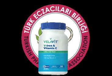 VELAVIT V-IRON & VITAMIN C ICEREN TAKVIYE EDICI GIDA  30 tablet