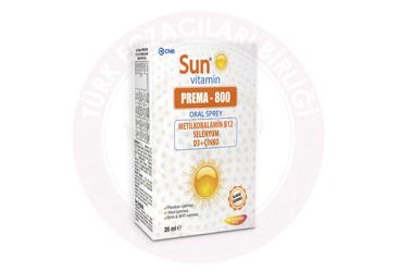 SUN VITAMIN PREMA - 800 ORAL SPREY B12 VE METILFOLAT ICEREN TAKVIYE EDICI GIDA  20 ml şişe
