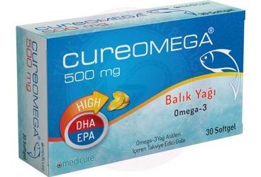 CUREOMEGA BALIK YAGI, OMEGA-3 YAG ASITLERI ICEREN TAKVIYE EDICI GIDA 500 mg 30 kapsül