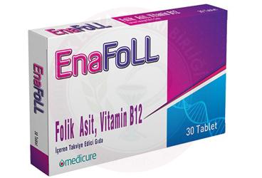 ENAFOLL FOLIK ASIT, VITAMIN B12 ICEREN TAKVIYE EDICI GIDA  30 tablet
