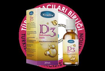 VITALLIN VITAMIN D3 ICEREN SIVI TAKVIYE EDICI GIDA  20 ml şişe