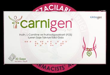 CARNIGEN INULIN, L-CARNITINE VE FRUKTOOLIGOSAKKARIT (FOS) ICEREN SASE TAKVIYE EDICI GIDA  30 saşe