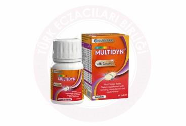 MULTIDYN MULTIVITAMIN VE MULTIMINERAL ICEREN TAKVIYE EDICI GIDA TABLET  30 tablet