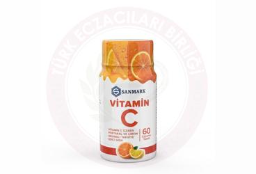 SANMARK VITAMIN C ICEREN PORTAKAL VE LIMON AROMALI TAKVIYE EDICI GIDA TABLET  60 tablet