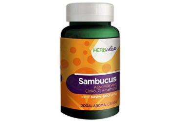 HERBASIST SAMSUCUS KARA MURVER, CINKO, C VITAMINI ICEREN TAKVIYE EDICI GIDA 64 çiğnenebilir jel form