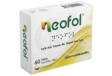 NEOFOL FOLIK ASIT, VITAMIN B6, VITAMIN B12, IYOT ICEREN TAKVIYE EDICI GIDA TABLET  60 tablet