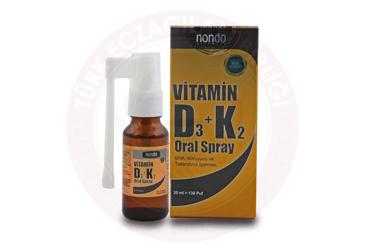 NONDO VITAMIN D3K2 TAKVIYE EDICI GIDA ORAL SPREY  20 ml şişe