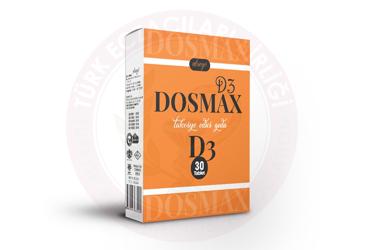 DOSMAX D3 KALSIYUM, MAGNEZYUM, VITAMIN C, CINKO, VITAMIN D3 ICEREN TAKVIYE EDICI GIDA  30 tablet