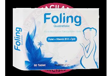 FOLING QUATREFOLIC FOLIK ASIT (FOLAT), VITAMIN B12, IYOT ICEREN TAKVIYE EDICI GIDA  60 tablet