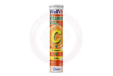 WELLVIT VITAMIN C, CINKO VE VITAMIN D3 ICEREN EFERVESAN TABLET  20 tablet