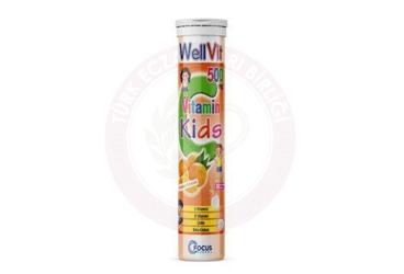WELLVIT KIDS VITAMIN C, CINKO, VITAMIN D3, BETA GLUKAN ICEREN EFERVESAN TABLET  20 tablet