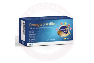 MDC OMEGA 3 ASLIFE FOLIK ASIT ICEREN TAKVIYE EDICI GIDA YUMUSAK KAPSUL  30 kapsül