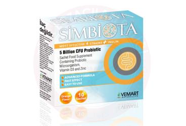 SIMBIOTA PROBIYOTIK MIKROORGANIZMA, VITAMIN D VE CINKO ICEREN SASE TAKVIYE EDICI GIDA  10 saşe