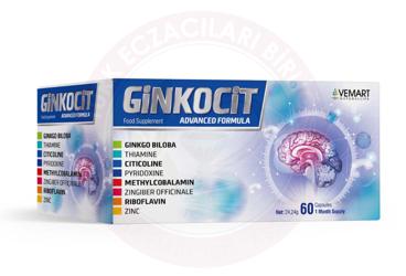 GINKOCIT GINKO VE SITIKOLIN ICEREN TAKVIYE EDICI GIDA  60 kapsül