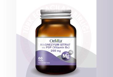 ONVITA MAGNEZYUM SITRAT VE P5P (VITAMIN B6) ICEREN TAKVIYE EDICI GIDA TABLET 200 mg 60 tablet