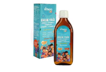 VITAGO KIDS (RAFADAN TAYFA) BALIK YAGI, OMEGA 3, VITAMIN A, D3, E, K2 ICERENTAKVIYE EDICI GIDA  150 ml şişe